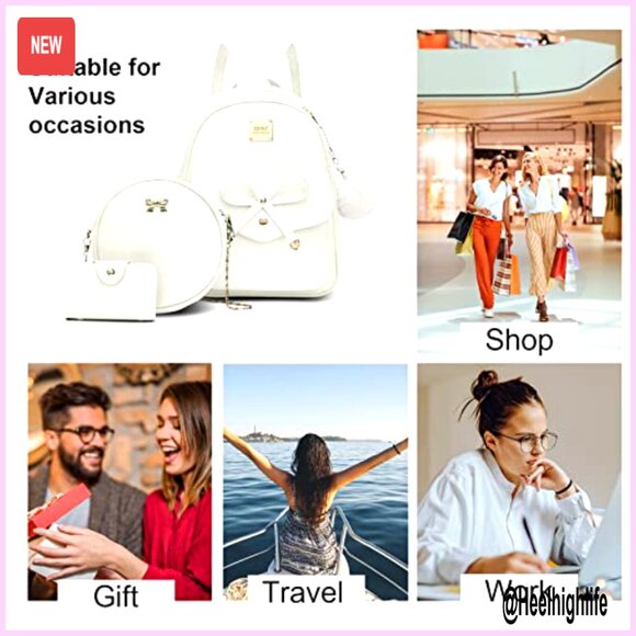 PU Leather Mini Backpack Set with Crossbody Bag and Wallet main image 6